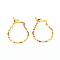 Golden 304 Stainless Steel Hoop Earrings, Golden, 22 Gauge, 19x13x0.6mm