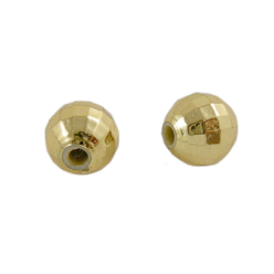 Golden Plated Acrylic Beads, Faceted, Round, Golden Plated, about 6mm wide, 6mm long, hole: 1mm, about 5000pcs/500g