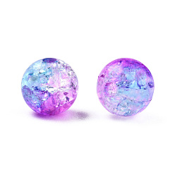 Orchid Transparent Crackle Acrylic Beads, Round, Orchid, 8x7.5mm, Hole: 1.8mm, about 1700pc/500g