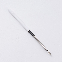 Blanc Outils d'aiguille de poinçon de broderie d'alliage, avec poignée en caoutchouc, pour l'embellissement d'applique de couture de bricolage, blanc, 97x2.5~4mm, Trou: 1.8mm