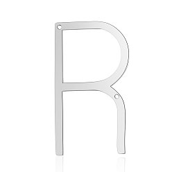 Letter R 201 Stainless Steel Links connectors, Letter, Stainless Steel Color, Letter.R, 37x21x1mm, Hole: 1mm