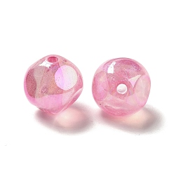 Flamant Perles acryliques transparentes, de couleur plaquée ab , ronde irrégulière, flamant, 17.5x17.5mm, Trou: 3mm, environ167 pcs / 500 g