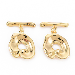 Real 18K Gold Plated Brass Toggle Clasps, Nickel Free, Real 18K Gold Plated, Pendant: 18.5x16x3mm, Bar: 18.5x4x3mm, Hole: 1.5mm~1.8mm