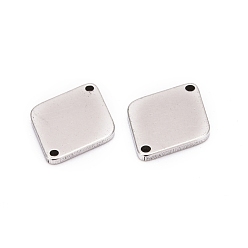 Stainless Steel Color Smooth Surface Stainless Steel Rhombus Stamping Blank Tag Links connectors, Stainless Steel Color, 14x11x1mm, Hole: 1mm