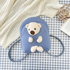 Bleu Bleuet Ensemble de fabrication de sacs à bandoulière en imitation cuir pu pour poupée ours, bricolage, kit de sacs à bandoulière au crochet à tricoter pour débutants, bleuet, 21x16.5x8 cm