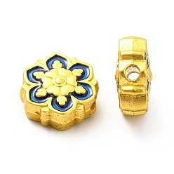 Matte Gold Color Rack Plating Alloy Enamel Beads, Flower, Matte Gold Color, 11.5x11x5.5mm, Hole: 1.8mm