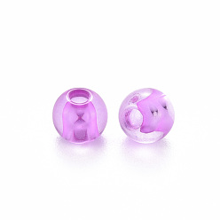 Violet Perles acryliques transparentes, ronde, violette, 6x5mm, Trou: 1.8mm, environ4400 pcs / 500 g