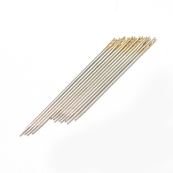 Golden Iron Self-Threading Hand Sewing Needles, Golden, 36x0.76mm, about 12pcs/bag