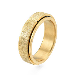 Light Gold 201 anillo de dedo giratorio de chorro de arena de acero inoxidable, calmante preocupación meditación fidget spinner anillo para mujer, la luz de oro, diámetro interior: 17 mm