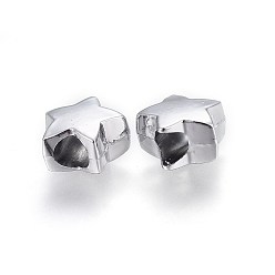Silver Alloy European Beads, Large Hole Beads, Star, Silver Color Plated, 10.5~11x12x7mm, Hole: 4.5~5mm