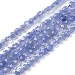 Tanzanite Brins de perles naturelles de tanzanite, facette, plat rond, 3.5~4.5x2~2.5mm, Trou: 0.5mm, Environ 98~107 pcs/chapelet, 15.35 pouces (39 cm) de long