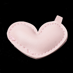 Pink Imitation Leather Pendants, Heart, Pink, 39~40x48.5~49x10.5~12mm, Hole: 4mm