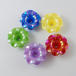Couleur Mélangete Perles acryliques opaques, couleur ab , fleur, couleur mixte, 33x33x9mm, trou: 3 mm, environ 300 pcs / 500 g