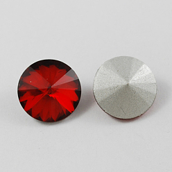 Red Glass Pointed Back Rhinestone, Rivoli Rhinestone, Back Plated, Cone, Red, 10x5mm