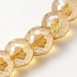 Orange Electorplated Glass Beads, Rainbow Plated, Faceted, Round, Orange, 11x8mm, Hole: 1mm