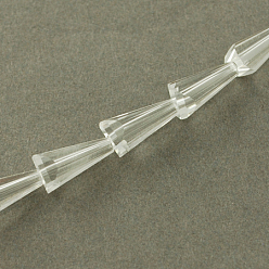 White Transparent Glass Beads Strands, Faceted, Cone, White, 10x6x6mm, Hole: 1.2mm, about 47~49pcs/strand, 18.70~19.49 inch(47.5~49.5cm)