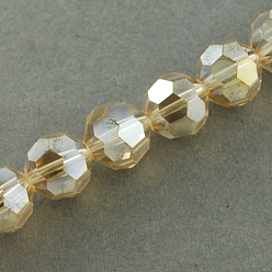 Bois Solide Perles en verre electroplate, de couleur plaquée ab , à facettes (32 facettes), ronde, burlywood, 4mm, Trou: 0.5mm, Environ 100 pcs/chapelet, 14.2 pouce