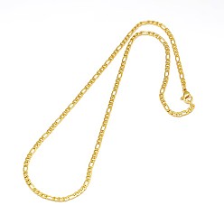 Chapado en Oro Real 18K 304 fabricación de collares de cadena fígaro de acero inoxidable, real 18 k chapado en oro, 17.91 pulgada (45.5 cm), 3 mm