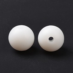 Blanc Perles de silicone lumineuses, perles à mâcher pour les jouets de dentition, Diy soins infirmiers colliers faisant, ronde, blanc, 12x11.5mm, Trou: 2mm