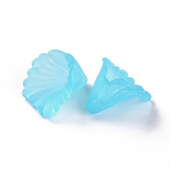 Bleu Ciel Foncé Givrées coupelles acrylique, fleur, bleu profond du ciel, 12x12x9mm, Trou: 1.2mm, environ1700 pcs / 500 g
