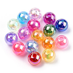 Mixed Color Transparent Acrylic Beads, AB Colors Plated, Round, Mixed Color, 6mm, Hole: 1.8mm, about 4800pcs/500g