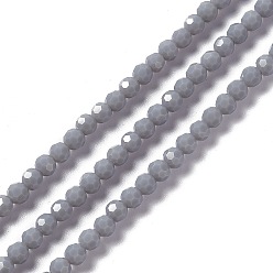Slate Gray Faceted(32 Facets) Glass Beads Strands, Round, Slate Gray, 4mm, Hole: 1mm, about 99~107pcs/strand, 14.09~15.43''(35.8~39.2cm)