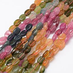 Tourmaline Natural Tourmaline Beads Strands, Oval, 7x5x2mm, Hole: 1mm, about 70~72pcs/strand, 15.3 inch(39cm)