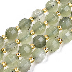 Prehnite Natural Prehnite Beads Strands, Faceted, Round, 8x7.5mm, Hole: 1.2mm, Beads: 3x2mm, about 38pcs/strand, 15.35 inch(39cm)