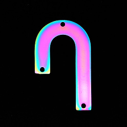 Rainbow Color 201 acier inoxydableconnecteurs chandeliers , forme d'arc asymétrique, Coupe au laser, couleur arc en ciel, 35x21.5x1mm, Trou: 1.6mm