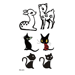 Cat Shape Anmial Theme Removable Temporary Water Proof Tattoos Paper Stickers, Cat Pattern, 10.5x6cm