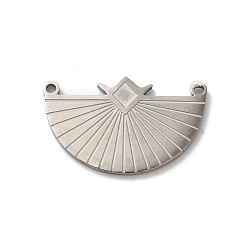 Stainless Steel Color Bohemian Style 304 Stainless Steel Pendant, Half Round, Stainless Steel Color, 15.5x25x1mm, Hole: 1.4mm