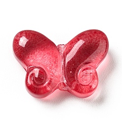 Red Transparent Glass Beads, Butterfly, Red, 10x14.5x4.5mm, Hole: 1mm