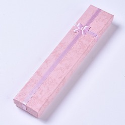 Pink Картон ожерелье коробки, прямоугольные, розовые, 21.1x4.25x2.25 см