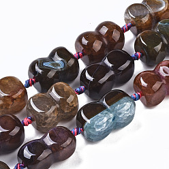 Agate Craquelé Brins de perles de naturelles craquements en agate , teint, arachide, 24~30x14~18x14~18mm, Trou: 1.6mm, Environ 11 pcs/chapelet, 14.57 pouce (37 cm)