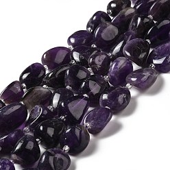 Amethyst Natural Amethyst Beads Strands, Tumbled Stone, Nuggets, 18~29x15~20x11~17mm, Hole: 1.2~1.5mm, about 15~18pcs/strand, 15.75~17.13''(40~43.5cm)