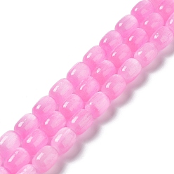 Perlas de Color Rosa Hebras de cuentas de selenita natural, teñido, tambor, rosa perla, 12x8 mm, agujero: 1 mm, sobre 32 unidades / cadena, 15.51~15.55 pulgada (39.4~39.5 cm)