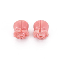Pink Perles de coquillages, teint, fleur, rose, 9x7.8mm, Trou: 1.2mm