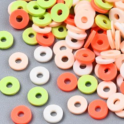 PeachPuff Handmade Polymer Clay Beads, Heishi Beads, for DIY Jewelry Crafts Supplies, Disc/Flat Round, PeachPuff, 6x1mm, Hole: 2mm, about 26000pcs/1000g
