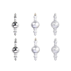 Silver Gourd Plastic Ornaments, Christmas Tree Hanging Decorations, for Christmas Party Gift Home Decoration, Silver, 105mm, 6pcs/bag