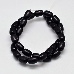 Noir Brins de perles turquoise synthétiques en baril teint, noir, 12x8mm, Trou: 1mm, Environ 31 pcs/chapelet, 15.7 pouce