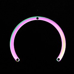 Rainbow Color 201 acier inoxydableconnecteurs chandeliers , Coupe au laser, 3 liens de trous, arqué, couleur arc en ciel, 40x33x1mm, Trou: 1.6mm