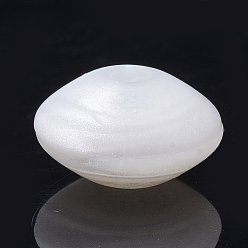 Белый Пищевые экологически чистые силиконовые бусины, жевательные бусины для чайников, DIY уход за ожерельем, рондель, белые, 12x6~7 мм, отверстие : 2 мм