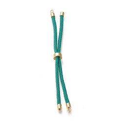 Vert De Mer Clair Fabrication de bracelet en nylon torsadé, fabrication de bracelet de curseur, avec des apprêts en laiton respectueux de l'environnement, ronde, or, vert de mer clair, 8.66~9.06 pouce (22~23 cm), Trou: 2.8mm, longueur de chaîne unique: environ 4.33~4.53 pouces (11~11.5 cm)