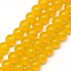 Gold Baking Painted Glass Beads Strands, Imitation Opalite, Round, Gold, 10mm, Hole: 1.3~1.6mm, about 80pcs/strand, 31.4 inch