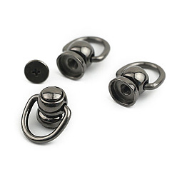 Gunmetal Zinc Alloy 360 Degree Rotate Ball Post D Ring  Screwback Rivets, for Phone Case DIY, DIY Leather Craft Purse Accessory, Gunmetal, 2cm