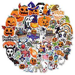 Colorful Halloween Themed Laser Style PVC Sticker Labels, Self-adhesive Decals, for Suitcase, Skateboard, Refrigerator, Helmet, Mobile Phone Shell, Colorful, 60~80mm, 50pcs/set