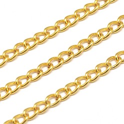 Gold Electroplate Iron Curb Chains, Unwelded, with Spool, Lead Free & Nickel Free, Gold, 5x3x1mm, about 164.04 Feet(50m)/roll