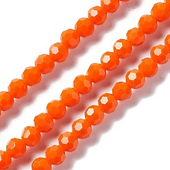 Оранжево-Красный Граненые круглые стеклянные бусины, круглые, оранжево-красный, 6x5.5 мм, отверстие : 1.2 мм, около 95 шт / нитка, 22.24'' (56.5 см)