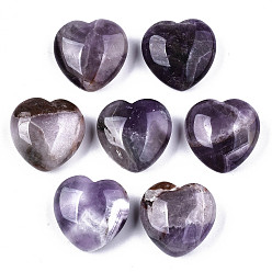 Améthyste Coeur d'améthyste naturel pierres d'amour, pierres de palme de poche pour équilibrer le reiki, 29~29.5x30~31x12~15mm
