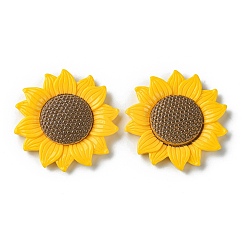 Gold Opaque Resin Cabochons, Sunflower, Gold, 7x41.5mm